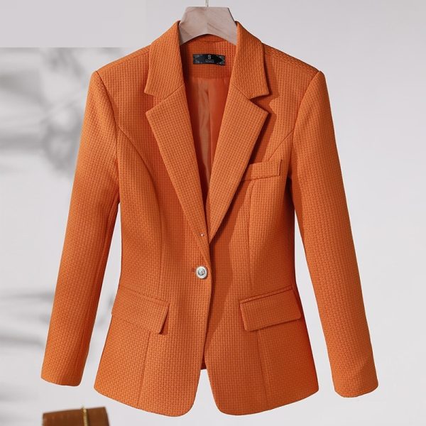 Women's Casual Solid Color Suit Collar Jacket - Image 3