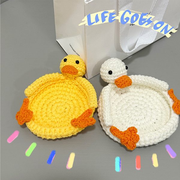 Crocheted Cute Duck Polyester Teacup Mat Heat Insulation - Image 2