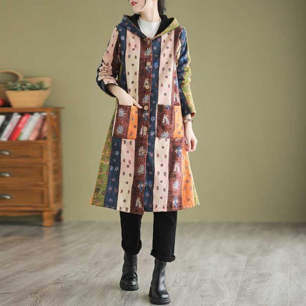 Ethnic Style Fleece-lined Thick Mid-length Trench Coat - Image 5