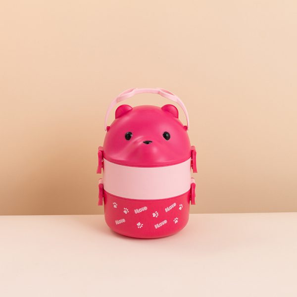 Glasses Bear Double-layer Portable Lunch Box - Image 4