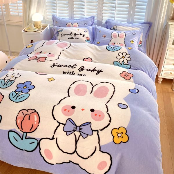 Cute Cartoon Milk Velvet Bedding Set Of Four - Image 8