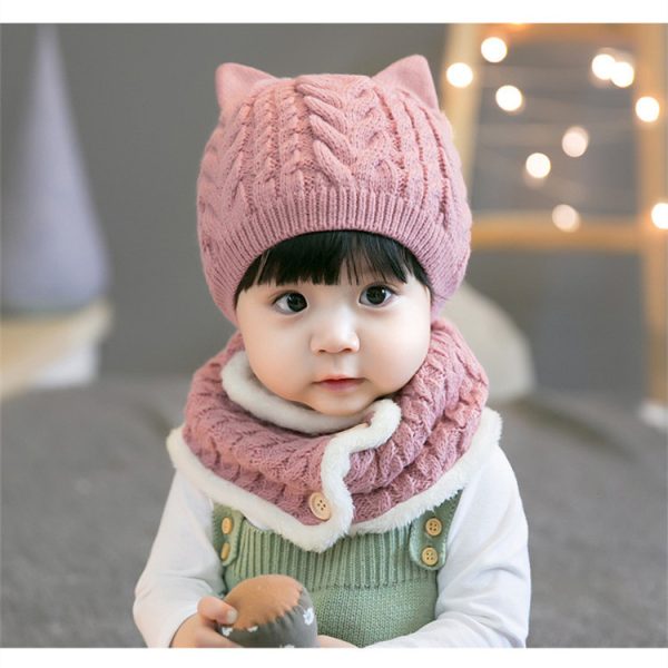 Twisted Woolen Hat Thickened Bib Set - Image 3