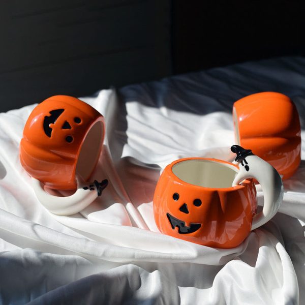 Ceramic Pumpkin Cup Cartoon Ghost Water Cup Mug Halloween Gift - Image 2