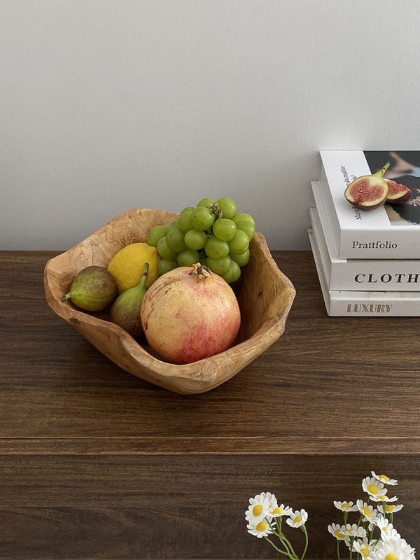 Large Capacity Creative Natural Solid Wood Snacks Fruit Basin - Image 9