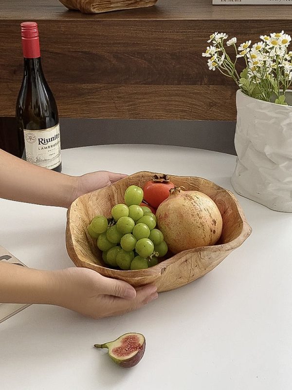 Large Capacity Creative Natural Solid Wood Snacks Fruit Basin - Image 10