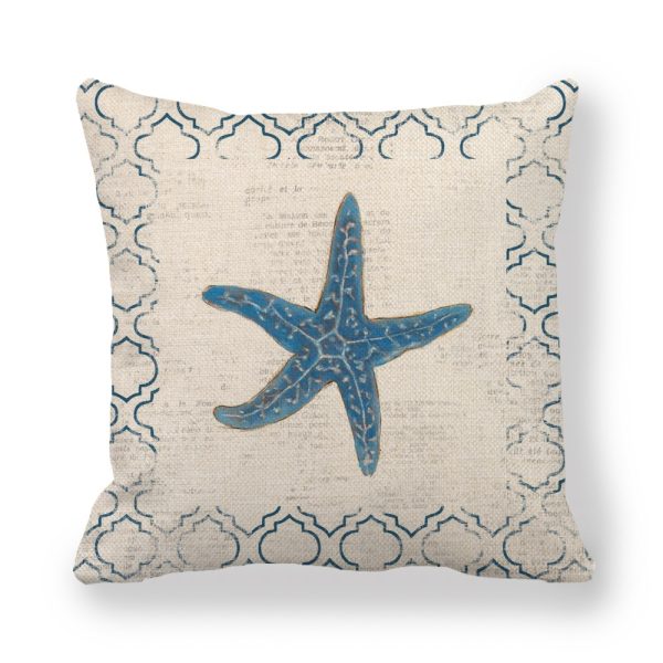 Blue Wind Sea Life Linen Pillowcase - Image 4