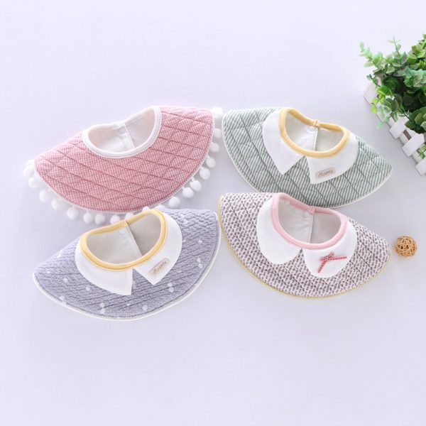 European round bib 360 degree round rotating decorative fake collar baby waterproof saliva towel, bib