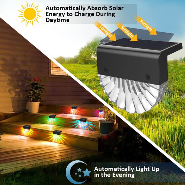 LED Acrylic Shell Solar RGB Color Warm White Stair Light Outdoor Garden Courtyard - Image 4