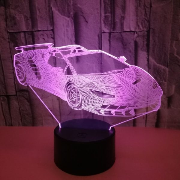 Creative acrylic sports car pattern 3D gift table lamp - Image 2