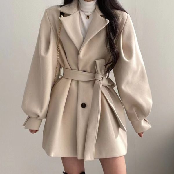 Hepburn Style Woolen Coat For Women - Image 2