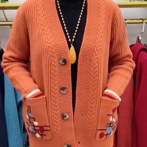 Double Pocket Sweater Cardigan Mom Coat - Image 2