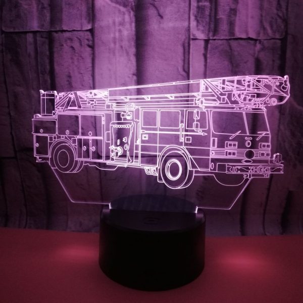 Fire truck 3D night light colorful touch color changing 3D light - Image 5