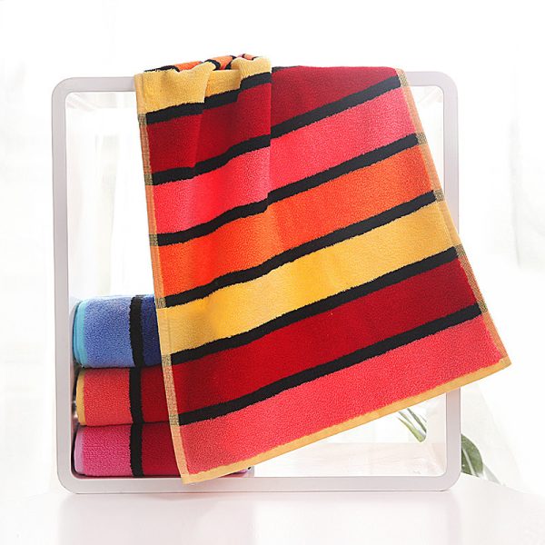 Thickened Color Striped Face Towel Absorbent Soft Cotton Couple Models - Image 5