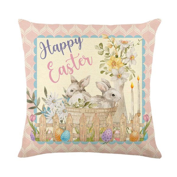 Easter Print Embrace Pillowcase Linen Living Room Headrest Cover - Image 4