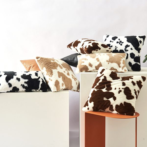 Cow Flower Plush Design Double-sided Pillow Cover Without Core - Image 2