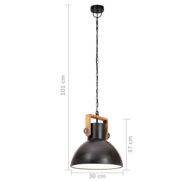 vidaXL Industrial Hanging Lamp 25 W Black Round 30 cm E27