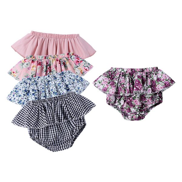 Baby Girl Children's Lotus Leaf Lace Triangle Shorts