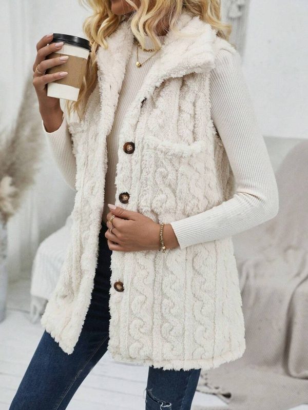 Double-sided Plush Pocket Cardigan Lapel Vest Casual Jacket - Image 2