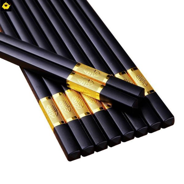 10 pairs of solid wood household alloy chopsticks - Image 3