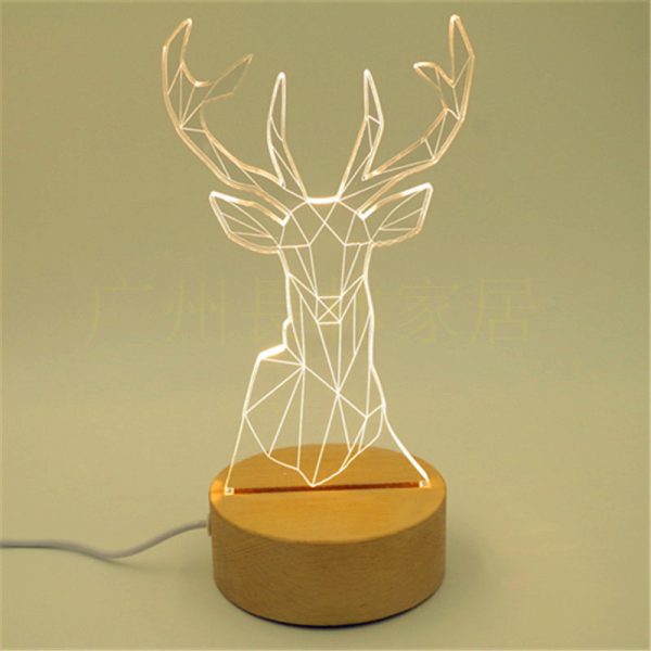 3D solid wood table lamp