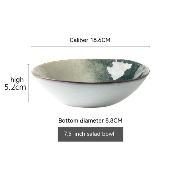 Handmade Retro Ceramic Salad Bowl Cloth Pattern Crackle Glaze Mug - Image 7