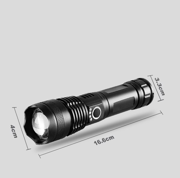 Aluminum Alloy Strong Light Power Display Telescopic Flashlight - Image 2