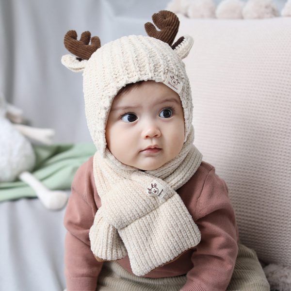 Infant plus cotton fawn hat and scarf set - Image 3