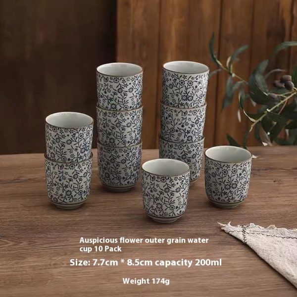 Large Capacity Ceramic 200ml Outer Grain Straight Mouth Tea Cup - Image 10