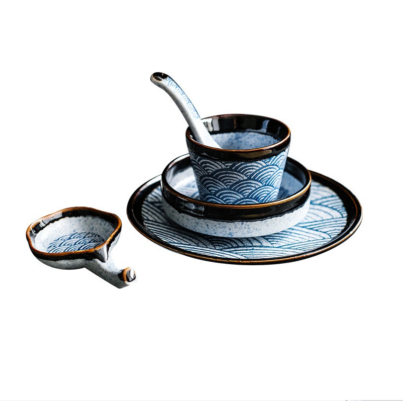 Japanese Hefeng Ceramic Rice Bowls, Dishes, Household Dishes Set, One Person Tableware Restaurant, Hotel Table