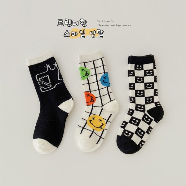 3 Pairs Wave Dot Lattice Colorful Socks - Image 10