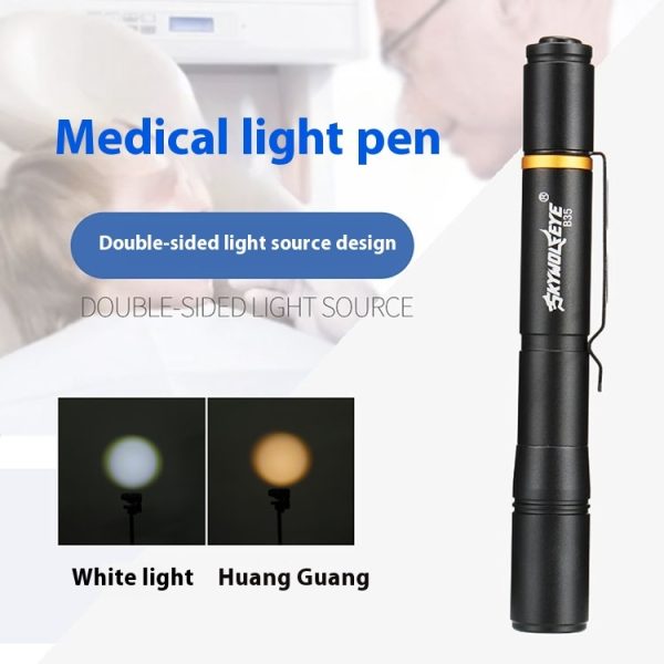 Mini-portable LED Pen-shaped Strong Light Flashlight White Yellow Light Pen