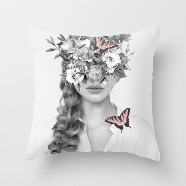 Abstract Print Flower Lady Cushion Cover  Pillow Cases - Image 2