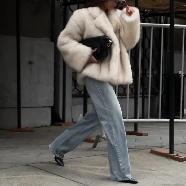 Fox Fur Jacket Suit Collar Loose Fur Coat Mid-length Plus Size Women's Fur Coat - Image 3