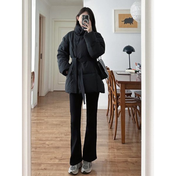 Waist-controlled Lace-up Cotton Coat Jacket Women - Image 4