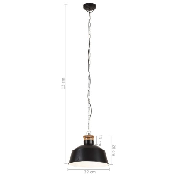 vidaXL Industrial Hanging Lamp 32 cm Black E27