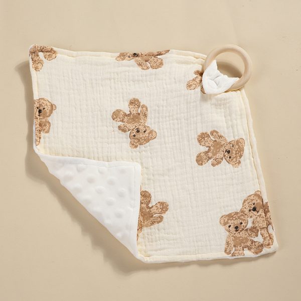 Bite Ring Double-layer Crepe Saliva Towel Baby Doll Square Towel - Image 7