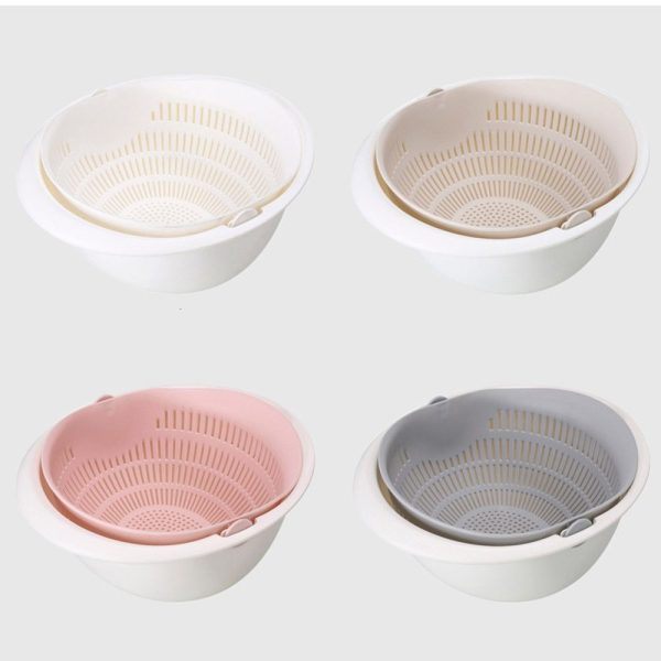 Portable detachable double-layer hollow fruit and vegetable cleaning drain basket Washed rice noodles - Image 3