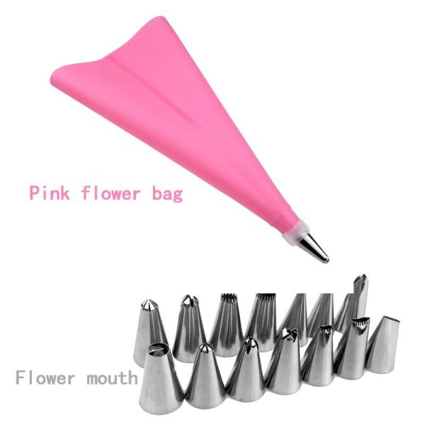 Silicone Pastry Bag Nozzles DIY Icing Piping Cream Reusable Pastry Bags14 Nozzle Set Cake Decorating Tools China - Image 5