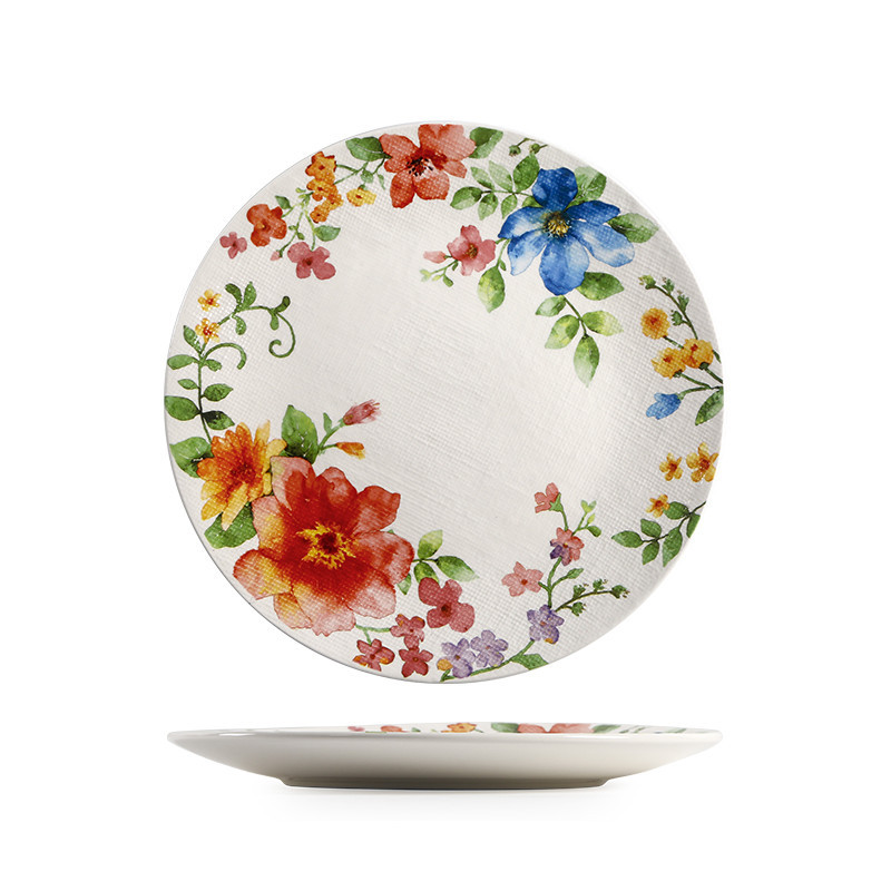 Occidental Round Ceramic Flat Plate American Glaze