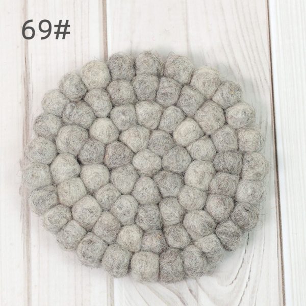 Anti-scald Tea Cup Temperament Pure Color Elegant Wool Ball Coaster - Image 7