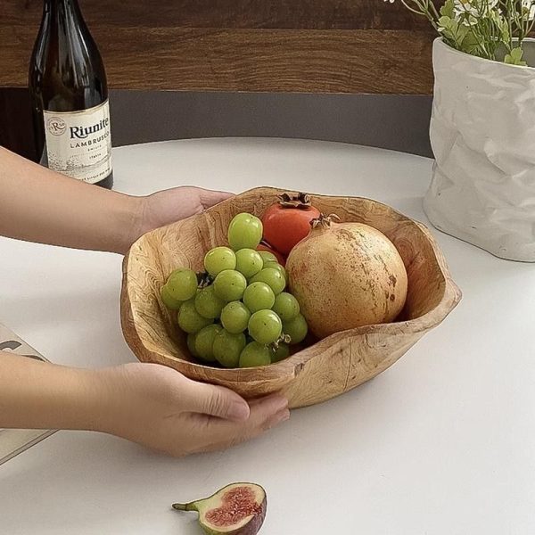 Large Capacity Creative Natural Solid Wood Snacks Fruit Basin - Image 3