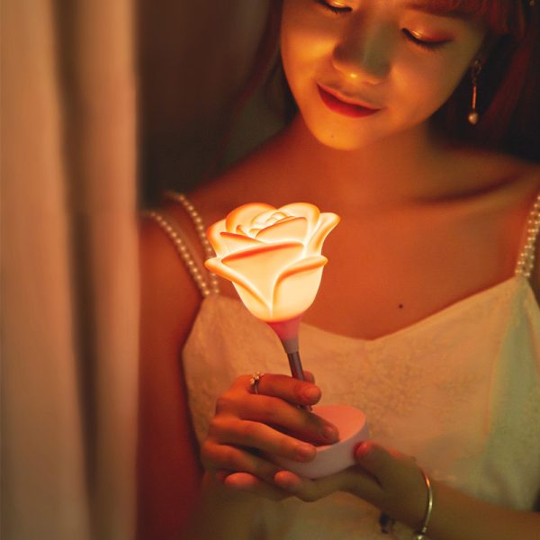 Touch rose usb night light bedroom silicone led