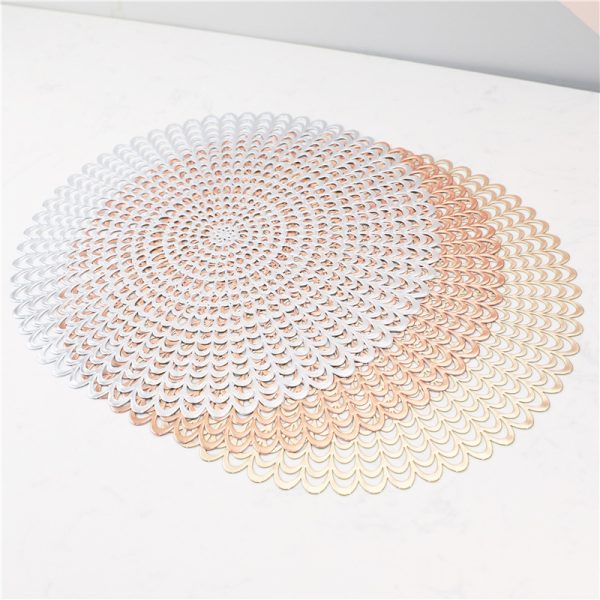 Solid color round PVC hollow placemat - Image 4