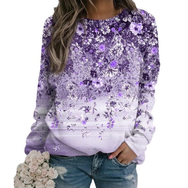 Flower Print Casual Loose Long Sleeve - Image 5