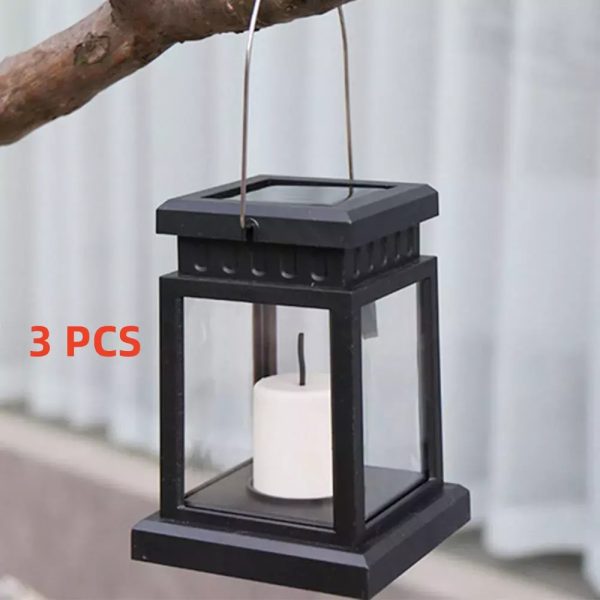 3pcs Solar Powered LED Lantern Lights Waterproof Lamp Hanging Outdoor Garden Lawn - Image 2