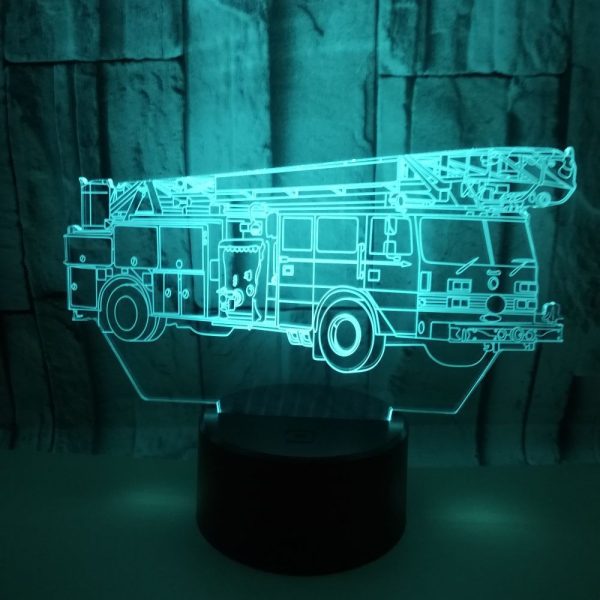 Fire truck 3D night light colorful touch color changing 3D light - Image 2