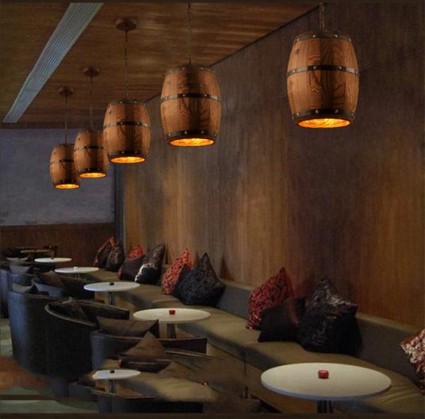 Creative Personality Wooden Barrel Bar Chandelier - Image 2