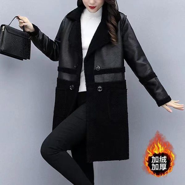 Women's Lambswool Haining Leather Coat - Image 6