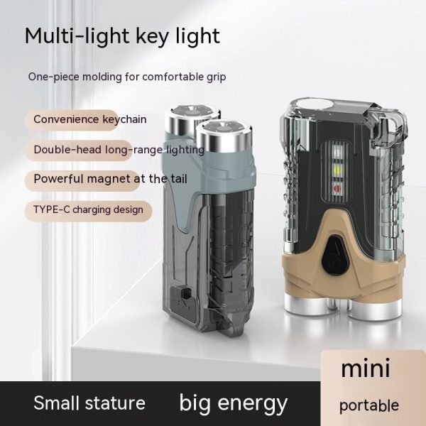 Portable Mini Keychain Light USB Rechargeable Flashlight Multi-light Source Mobile Emergency Lighting Lamp - Image 4