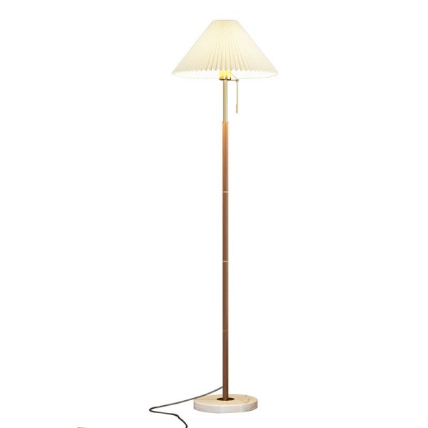 Retro Light Luxury Wood Grain Simple Pleated Floor Lamp Bedroom Bedside Sofa Study Floor Lamp - Image 5